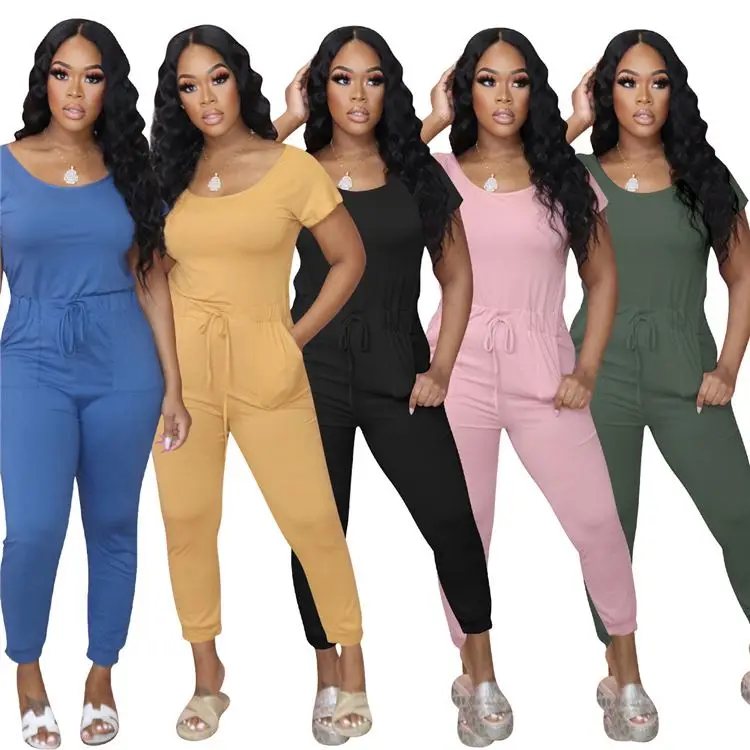 

Newest Design Solid Color Salopette femme Women Clothes 2021 One Piece Jumpsuits For Women