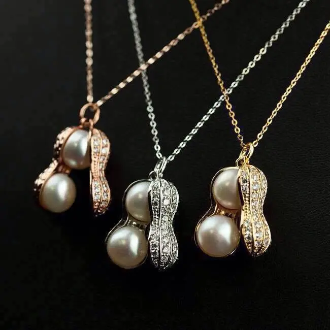 

Chain Wholesale Hot Selling Imitation Freshwater Pearl Ornament High-rise Peanut Short Pendant Korean Necklace Clavicle Necklace