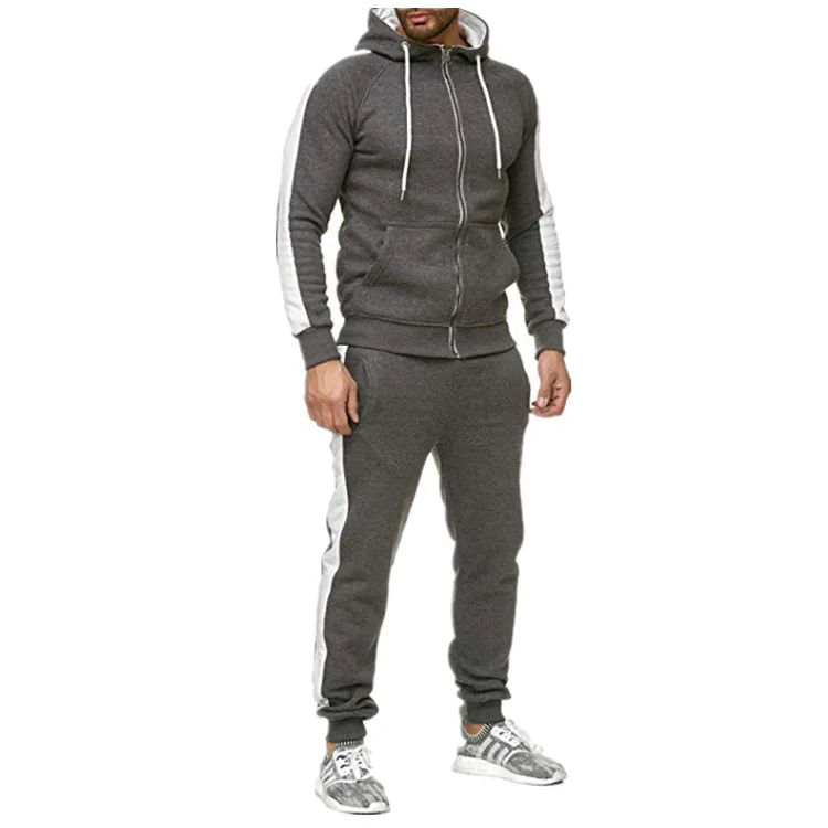 

Wholesale Activewear Full Zip Casual Warm Training Gym Sports Set Custom Men Jogging Tracksuit