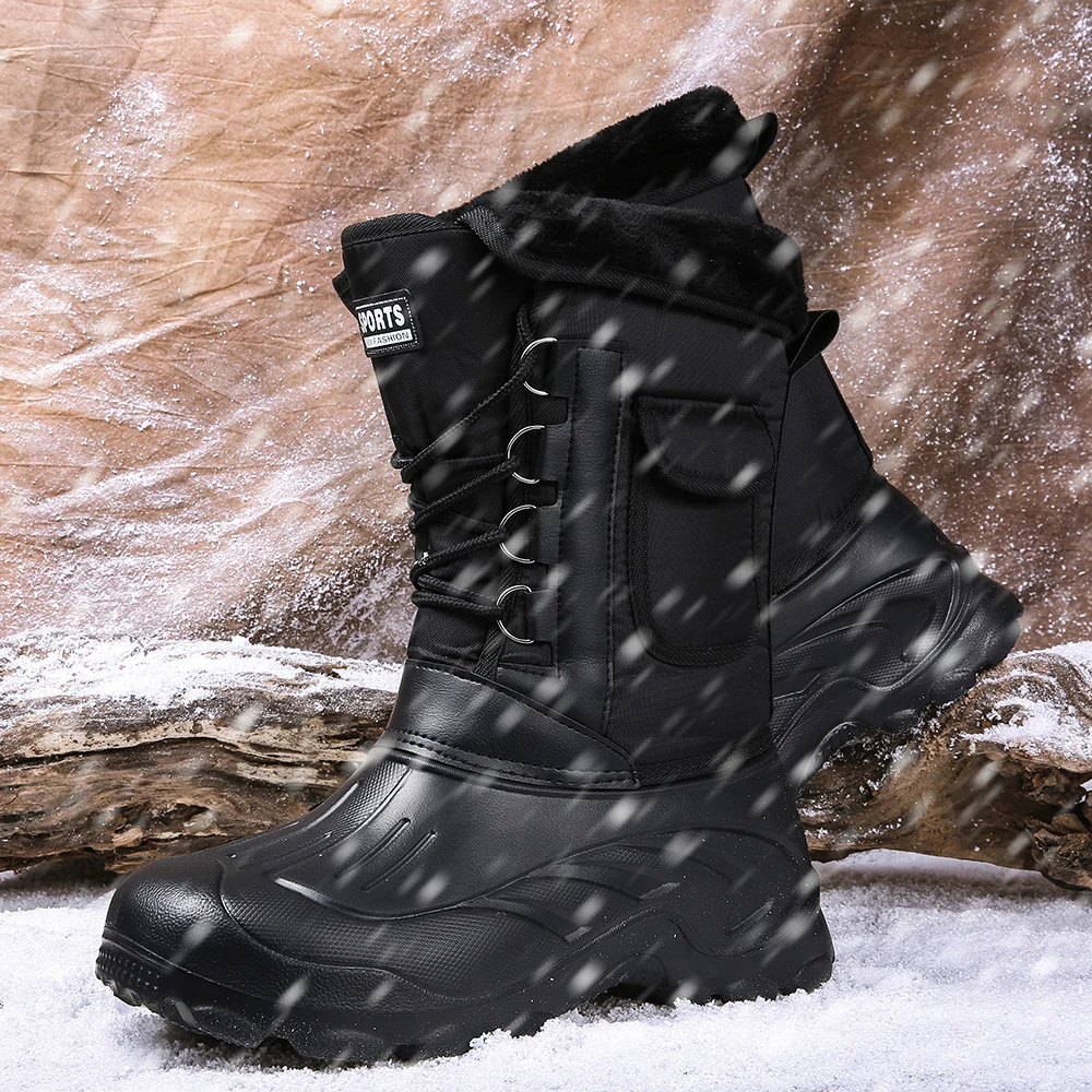 

2020 Autumn and Winter Outdoor Camouflage High-top Snow Boots Plus Velvet Warmth Thick-soled Non-slip Trend