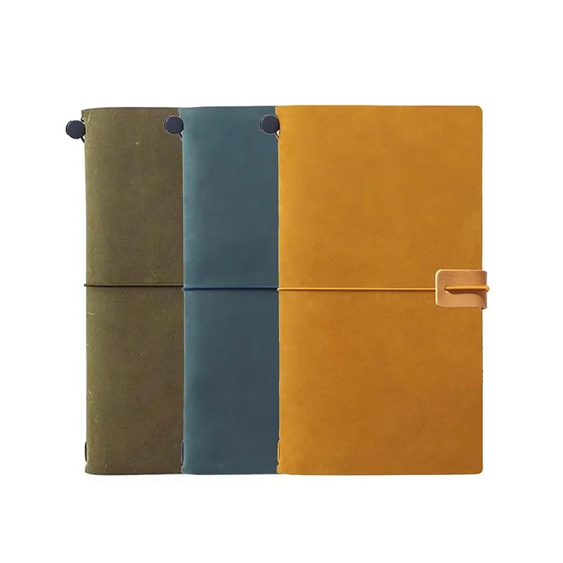 Japanese Korean Vintage Handmade Traveler Notepad Student Diary Cowhide Hardcover Leather Cover Passport-S Size TN Account Book