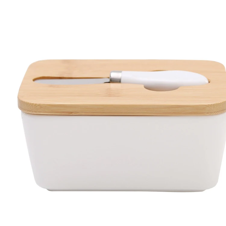 

Christmas series cute snowman design ceramic butter dish with knife and cover