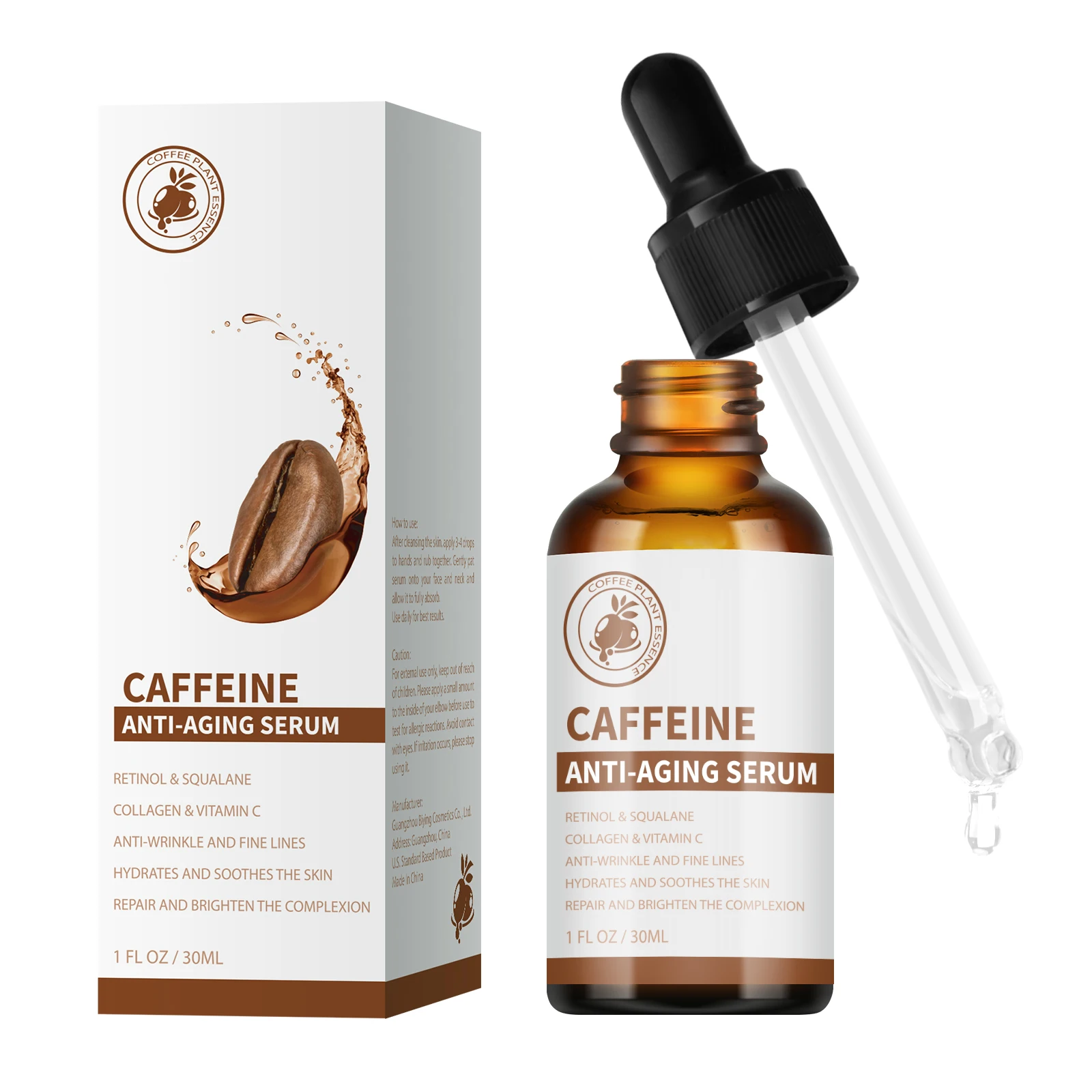 

Private Label Organic Caffeine Eye Serum Fade Dark Circles Anti-Aging Anti-Wrinkle Caffeine Facial Serum