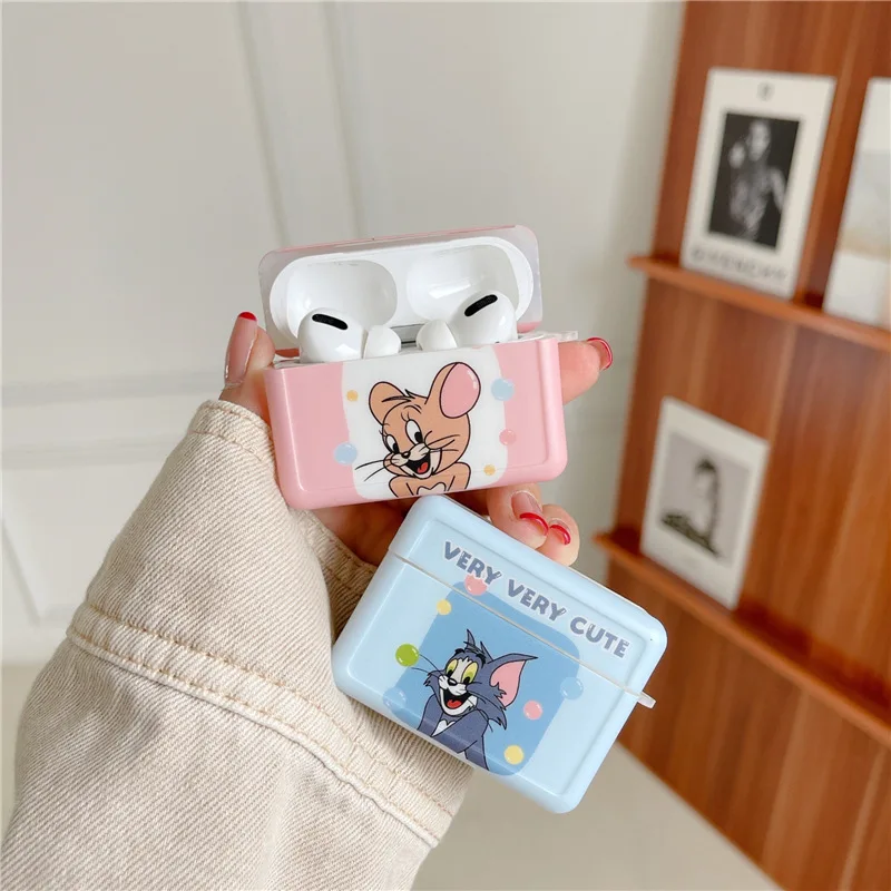

free shipping for Airpods pro 1 2 fashion cartoon candy Tom and Jerry Shockproof earphone cover case, Colorful