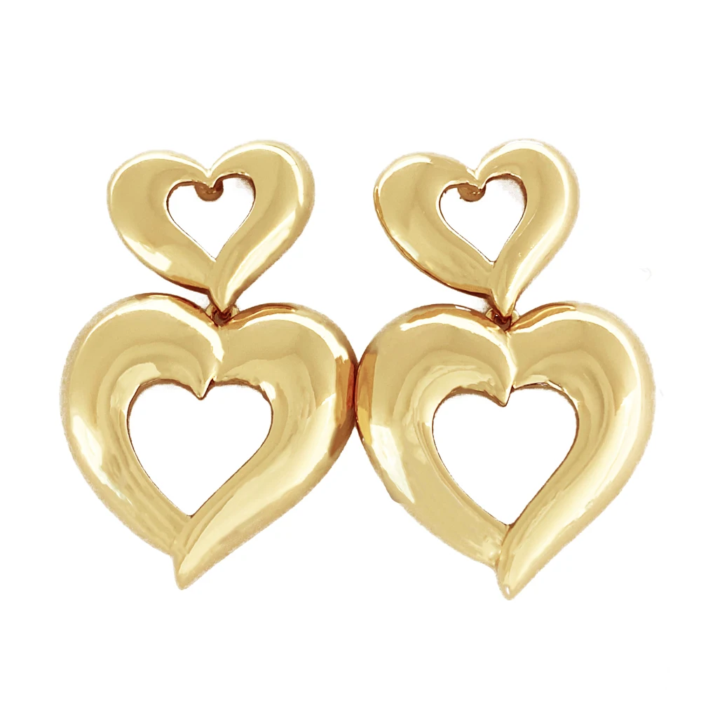 

Jewelry custom exaggerated women gold plated heart drop earrings studs