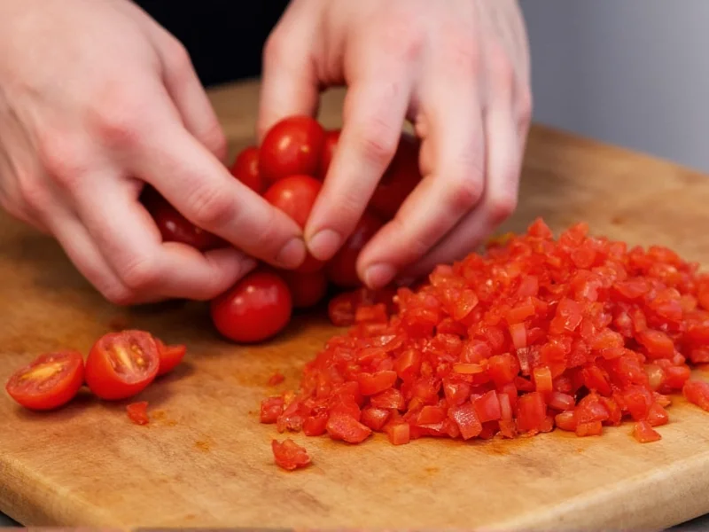 Hand crushing tomatoes for homemade red sauce preparation