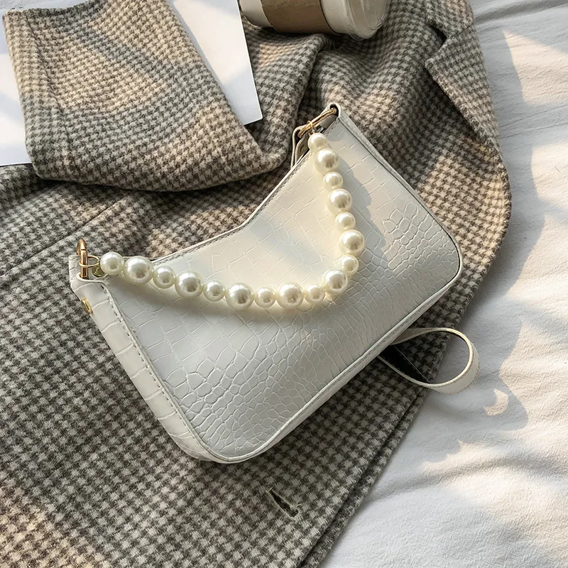 

2021 Factory direct sale armpit bag elegance pearl chain bag for women, As pic