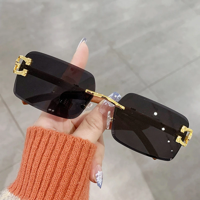 

Stylish Small Rectangle Sunglasses Women Men Tinted Frameless Eyewear Ultralight Candy Color Ocean Sun Glasses Shades