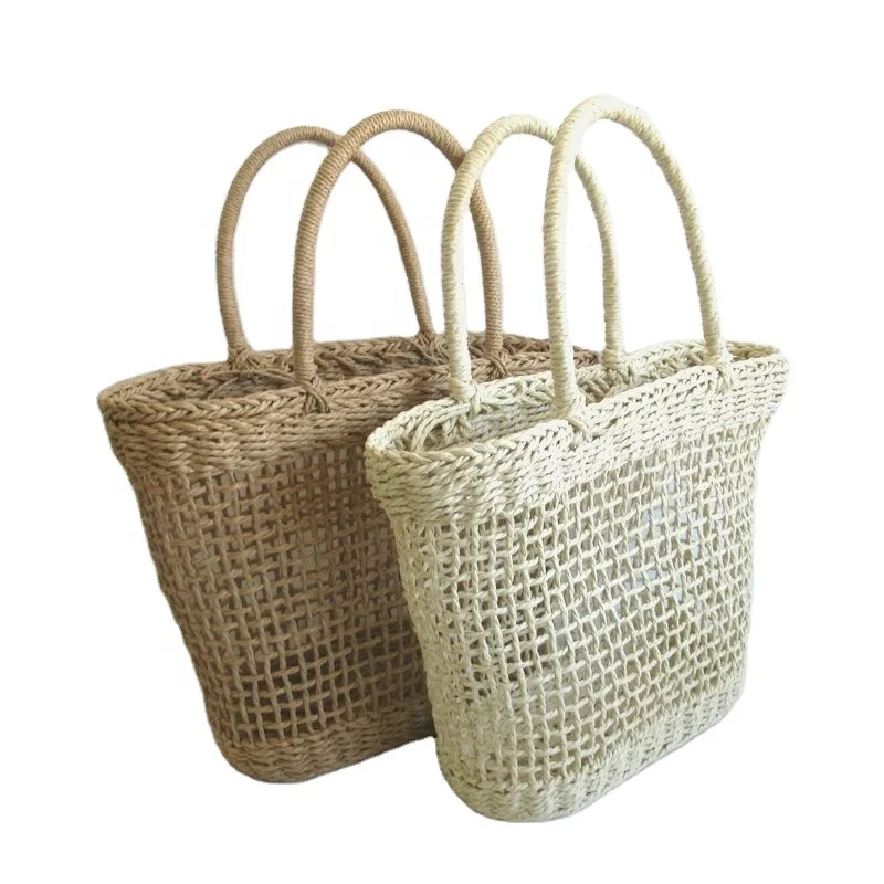 

Wholesale summer beach tote straw bag for women weave hollow out casual large capacity handbags, Customized color