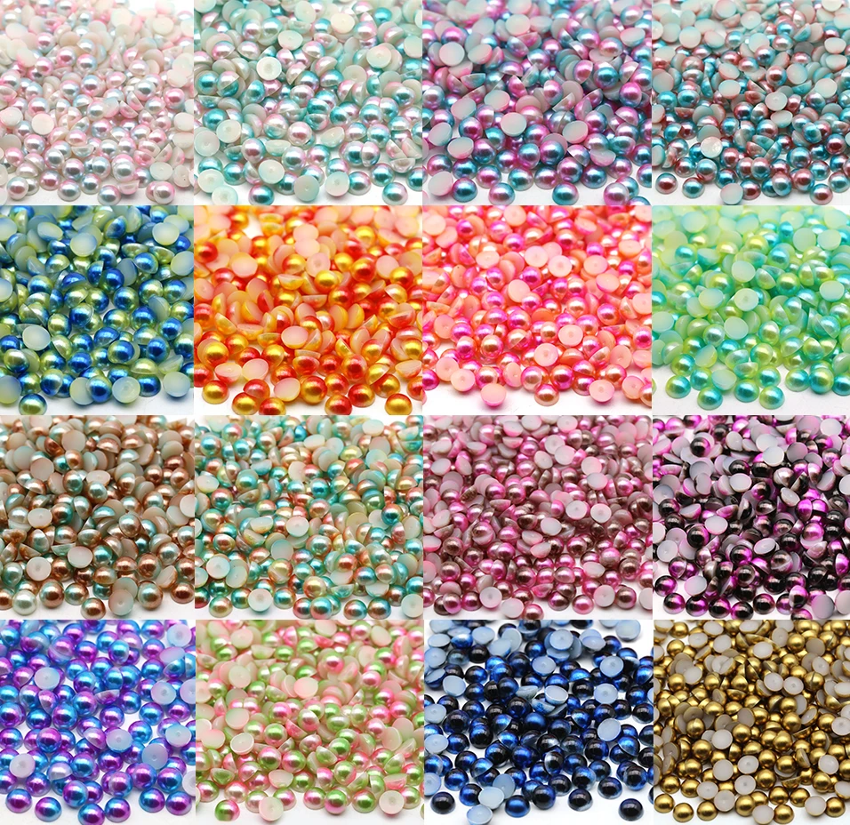 

XULIN loose Rainbow color ABS flat back pearl beads in bulk, 113 kinds choose
