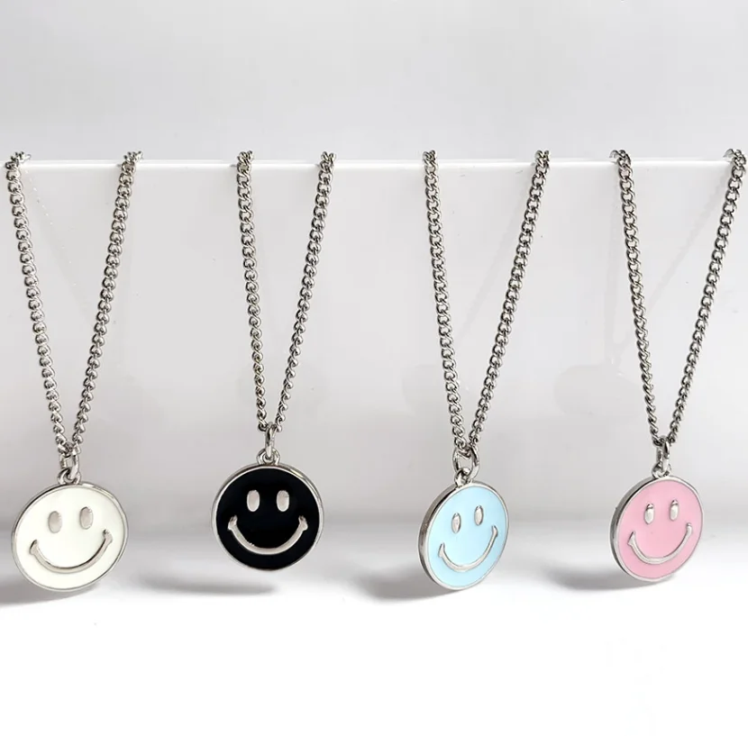 

2021 gold plated silver smile smiley face enamel hang charm pendants for necklace