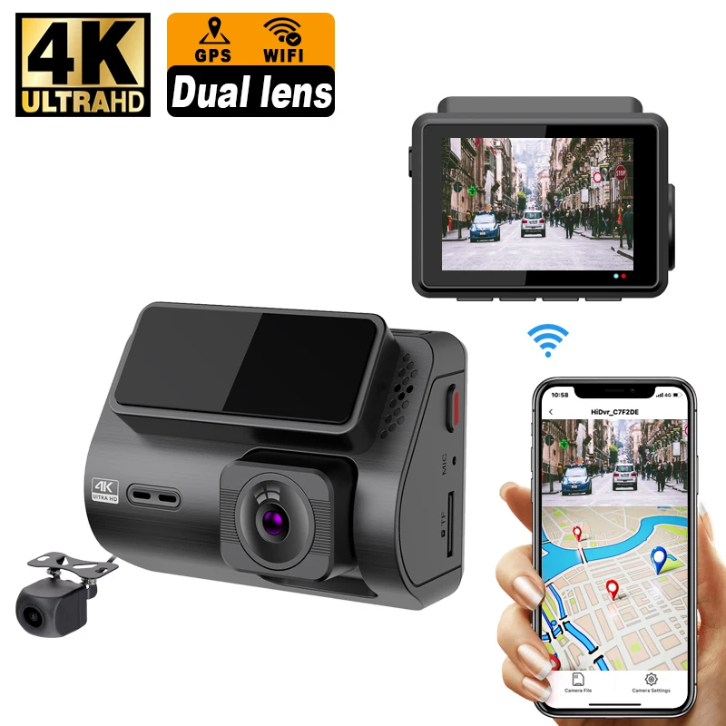M700 2 inch dashcam 4k wifi gps dual lens dash camera dvr car doble camara dash cam front and rear 4k wifi gps dashcam