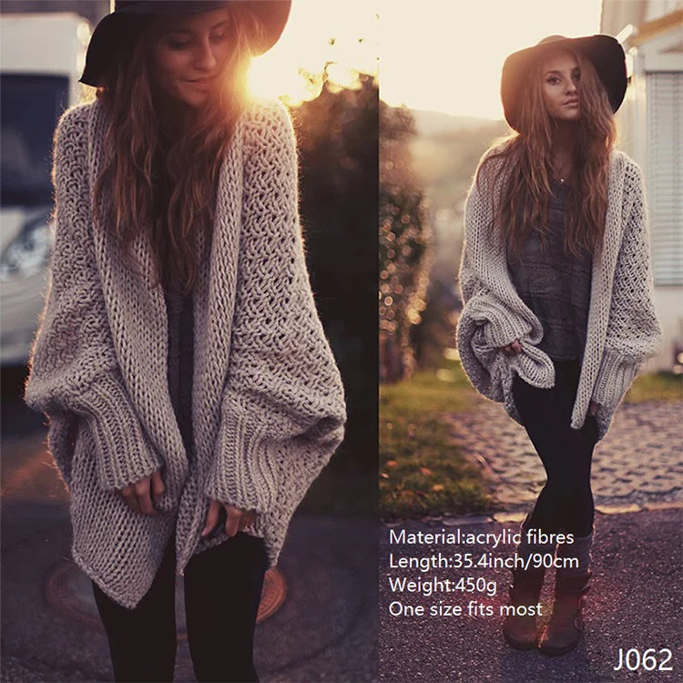 

Hot Sale Custom Women's Chunky Knitted Puff Sleeve Open Front Winter Sweater Cardigan, Yellow,red ,blue etc. or as request