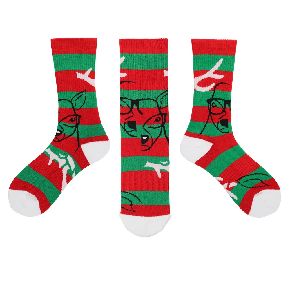 

YUELI Christmas custom logo cotton bamboo women socks, Multicolor