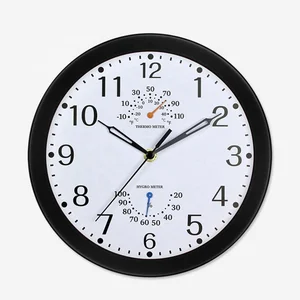 Image of KH-CL124 Home Round Hanging Quartz Decoration Wall Clock With Thermometer And Humidity