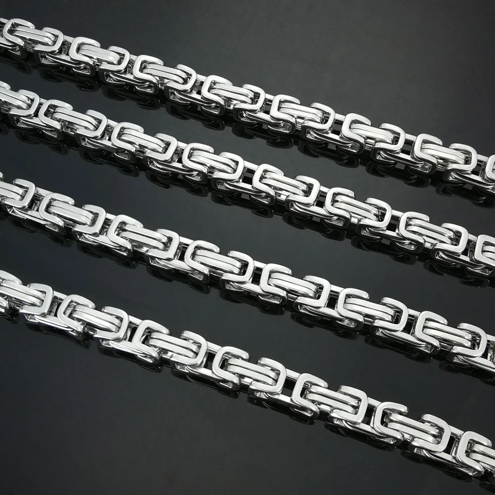 

Ahappy 5mm chain width Cool Stainless Steel Men's SilverTone Byzantine Necklace Chain(n302)