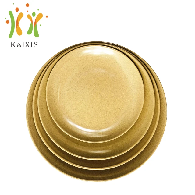 

Wholesale bulk unique plastic free rice husk eco round unbreakable dinner plate, Natural