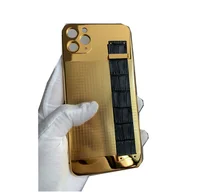 

Luxury Leather Strap Housing for iPhone 11/11 Pro/11 Pro Max can 24KT Gold Plated Customized Design National Flag Strap Cover