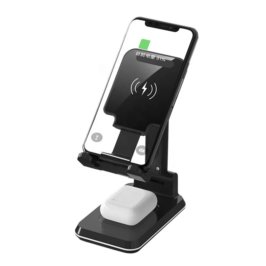 

Best Seller Wireless Charger Dual 10W Fast Charging Qi Mobile Phone Holders Charger For iPhone 12 Charger Phone Stand Charging, Black white