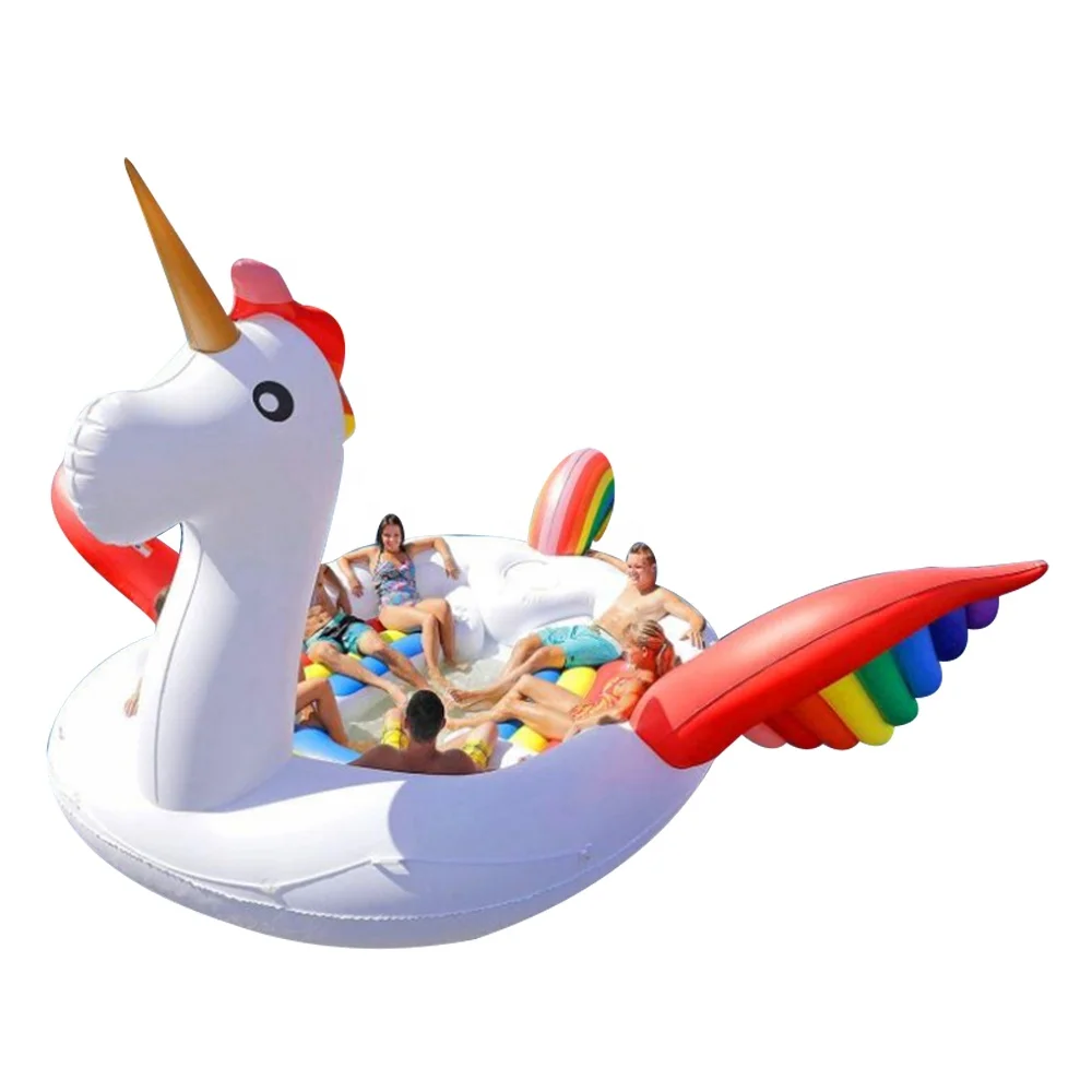 

Over 9 Feet tall Inflatable Pool Float Flamingo islands pool float Huge Unicorn Float for 6-8 person water party, Pink