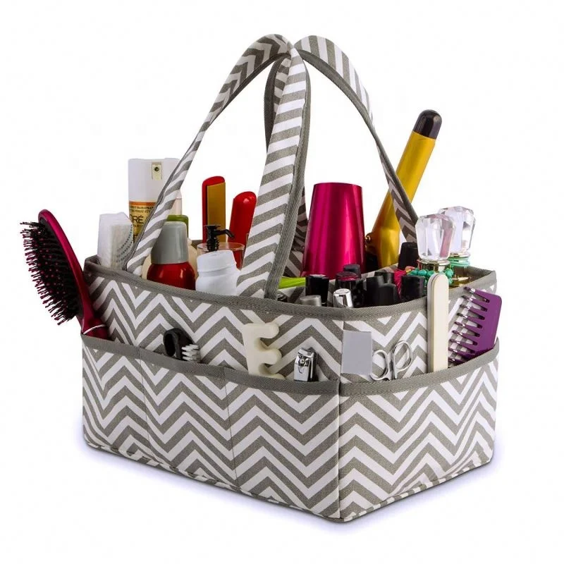 

Fabric Storage Bin Storage Basket Organizer Bedside Caddy Organizer Knitting & Organizer Basket | Holds Yarn, Needles, Tape,, Gray , customized color is available