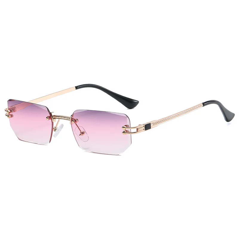 

Fashion Trendy 2022 Frameless Women Glasses UV400 Small Square Sun Glasses Rimless Metal Sunglasses