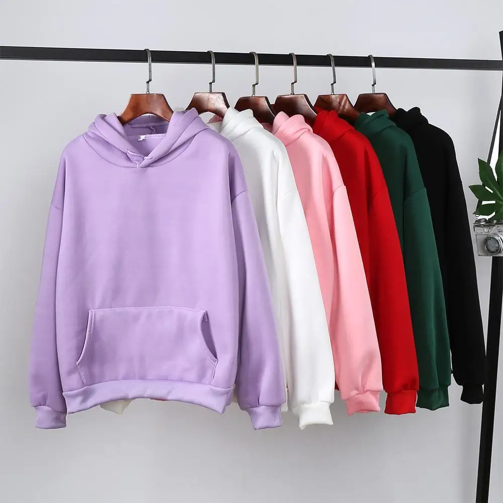 

Women Solid Color Oversize Hoodie Harajuku Plus Velvet Winter Basic Sweatshirt Casual Long Sleeve Thicken Hooded Tops Hoodie New