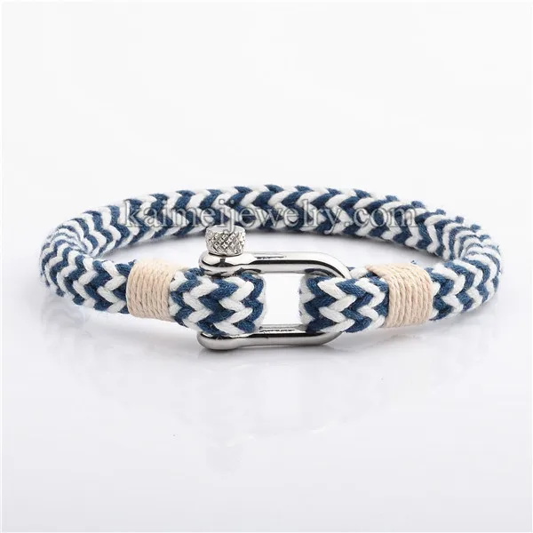 

New Model Exquisite Jewelry China Wholesale Market Steel Shackle Nylon Bracelet Cord