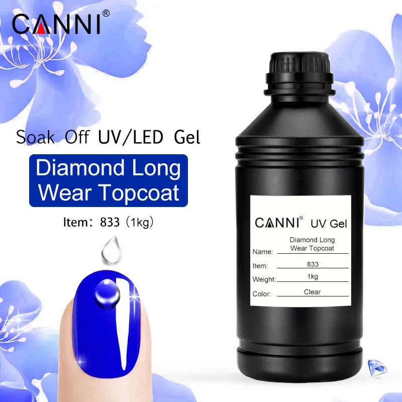 

CANNI 1KG Super shiny High glossy no clean long wear Topcoat gel polish soak off base coat primer matte top gel