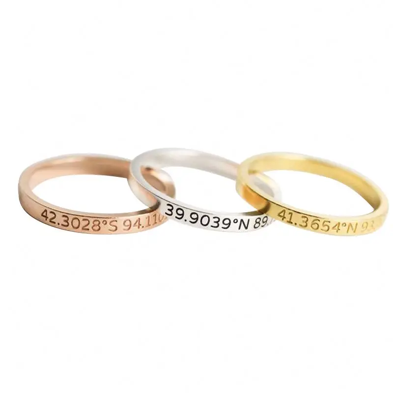 

2021 New Women Custom Stainless Steel Gold Plated Jewelry Couple Letter Rings, Rose gold \ golden \silver