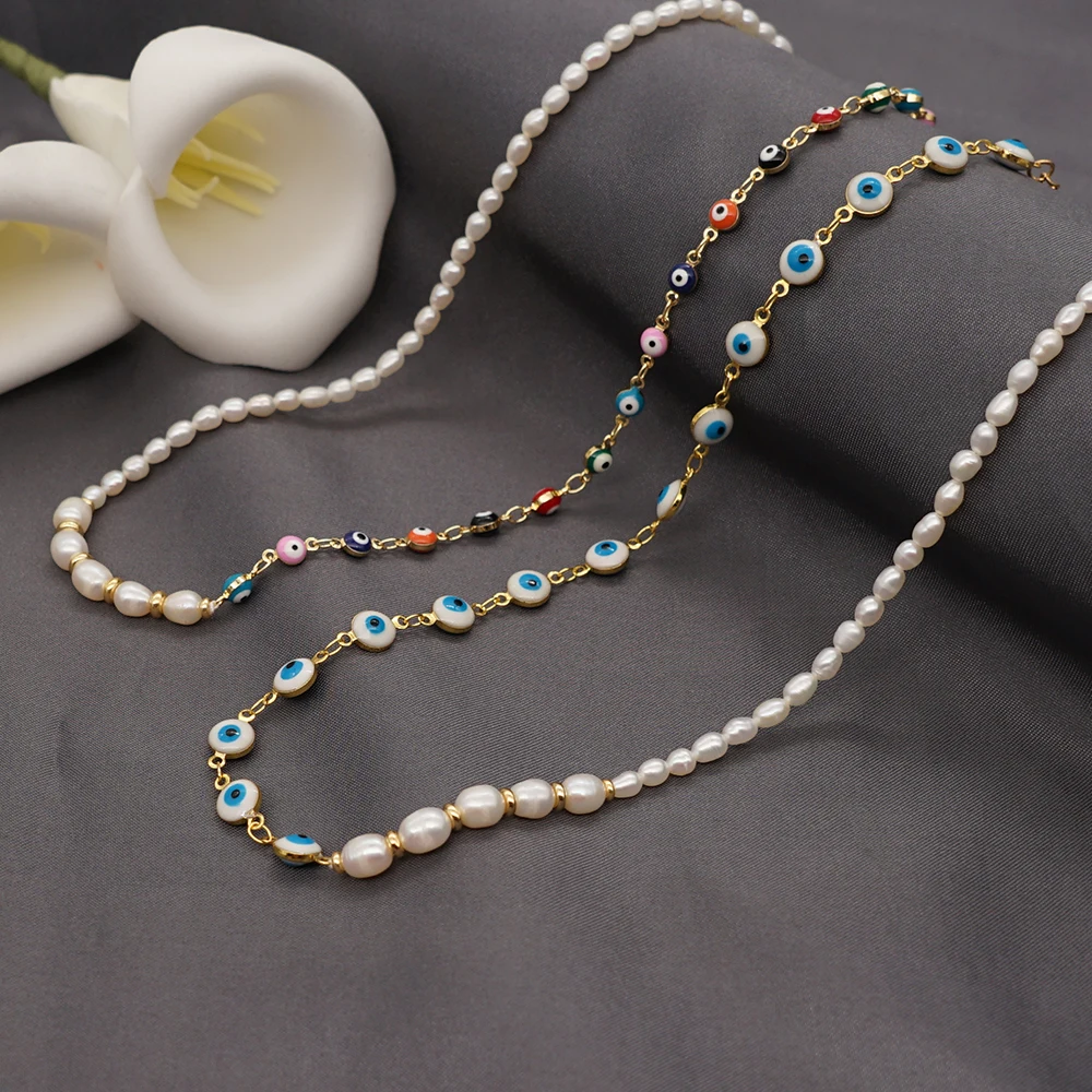 

Go2boho Accessories Evil Eye Necklace For Women Jewelry Trendy Bohemian Pearls Jewellery Freshwater Pearl Necklaces Choker