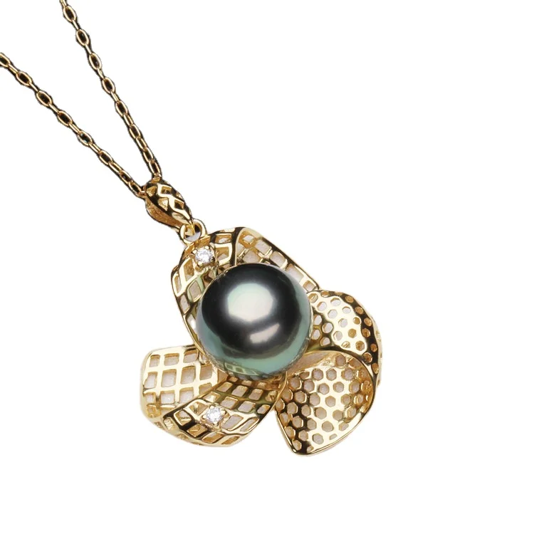 

Natural Tahitian Black Pearl necklace 925 sterling silver jewelry the windmill Necklace accessories women real pearl jewelry
