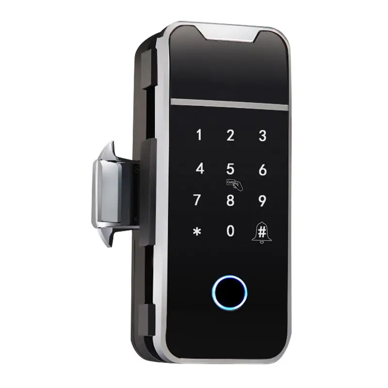 WiFi Bluetooth TTLock APP Fingerprint Glass sliding door lock for Office and Home