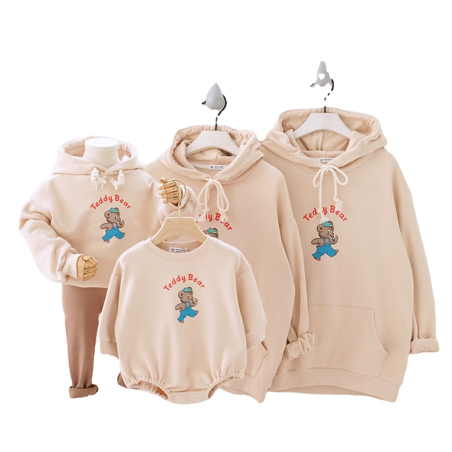 

Spring and autumn baby girls' and boys' rompers family cartoon sweatshirts men's and women's hoodies kids pullover, As picture