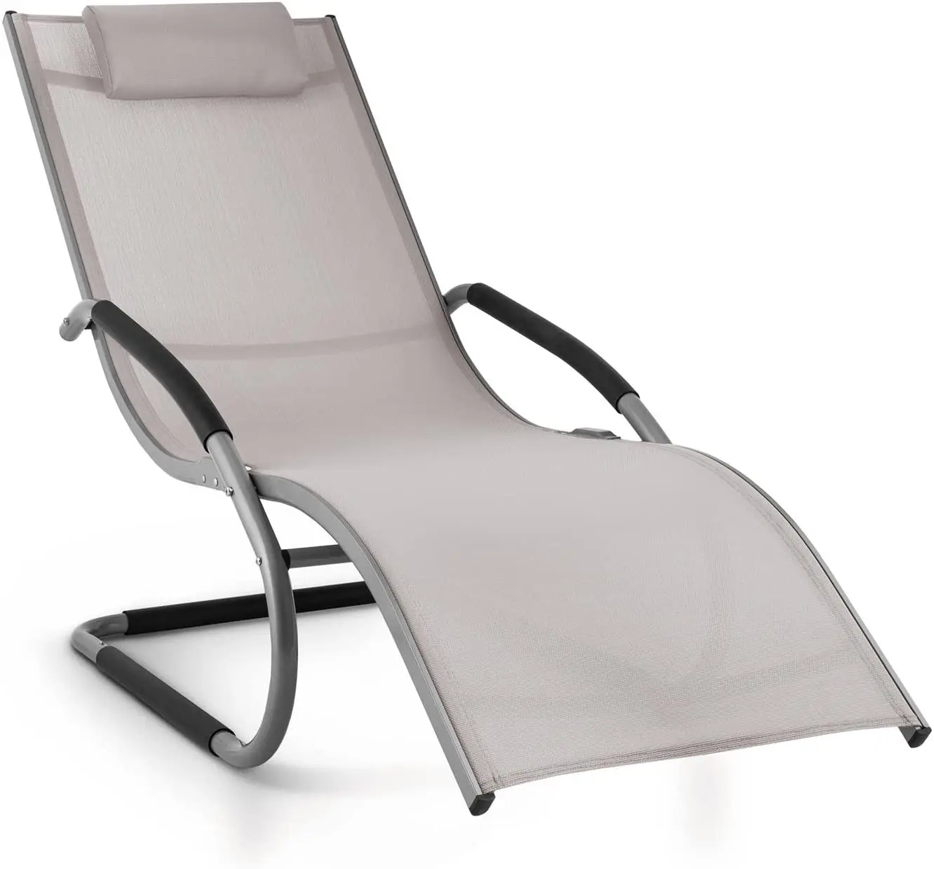 
2021 new arrival outdoor swimming pool rocking recling chaise aluminum wave sunbed sun lounger chair with arms 