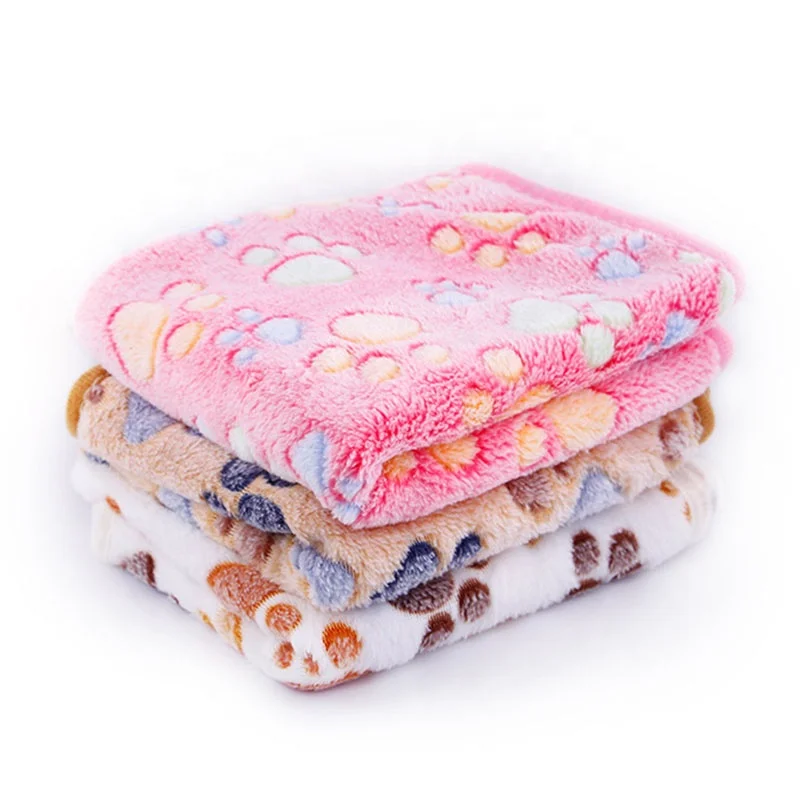 

Cute Dog Bed Mats Soft Flannel Fleece Paw Foot Print Warm Pet Blanket Sleeping Beds Cover Mat for Small Medium Dogs Cat Supplies, Picture