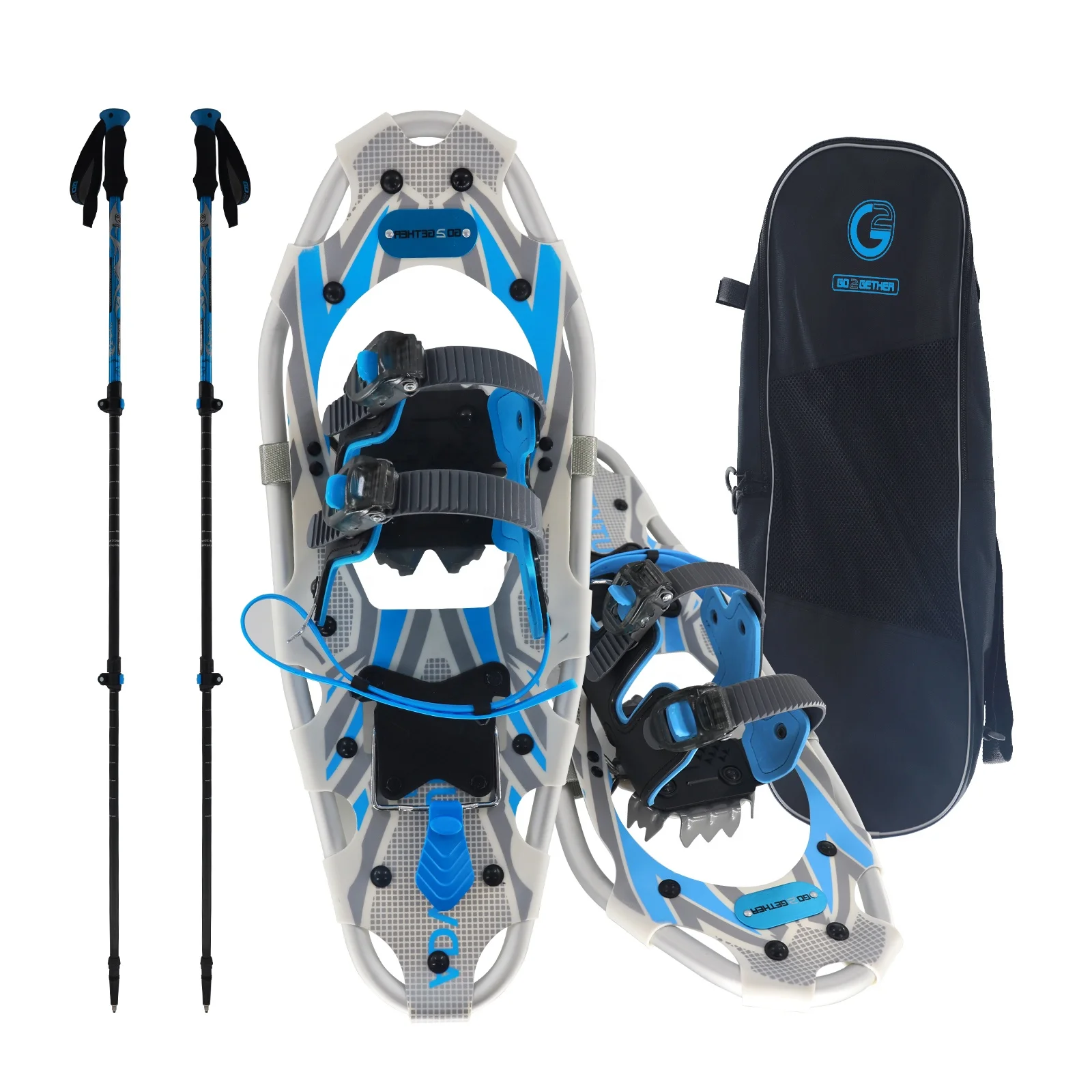 

Aluminum Snowshoes Kit With Trekking Poles Carry Bag Snowshoeing