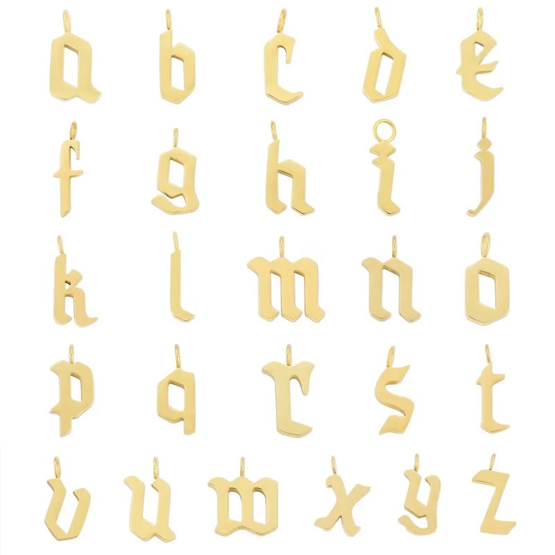 

Cliobeads designer charms Gold color Greek Letter Necklace Gold Plating Initial Pendant Stainless Steel Alphabet Letter Necklace