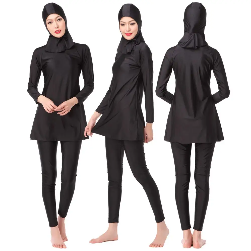 

Solid Color Muslim Women Swimsuit Solid Colors Swimwear Of Islamic Lady