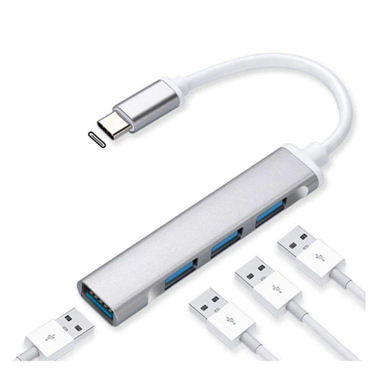 

Wholesale 4 port usb 3.0 hub Type C Multi-function USB Splitter Converter USB HUB Adapter laptop docking station, Silver gray