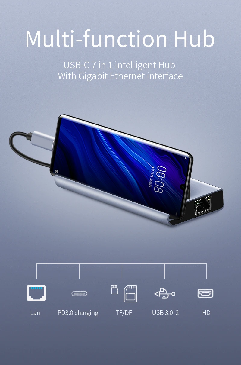 2019 portable aluminum alloy 3-port USB hub usb c hub with type-c interface