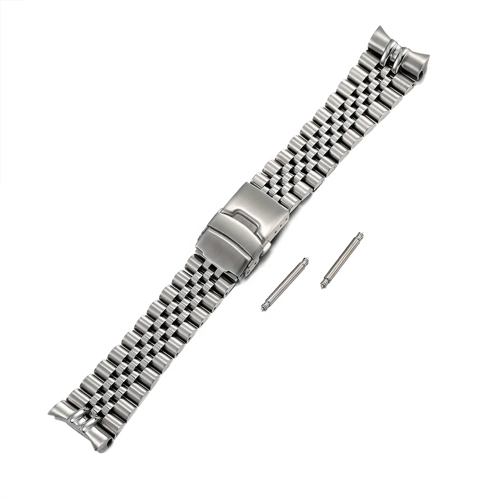 

22mm 316L Stainless Steel Jubilee Solid Curved End Deployment Buckle Watch Strap Band Bracelet Fit For SKX007 SKX009 Watch