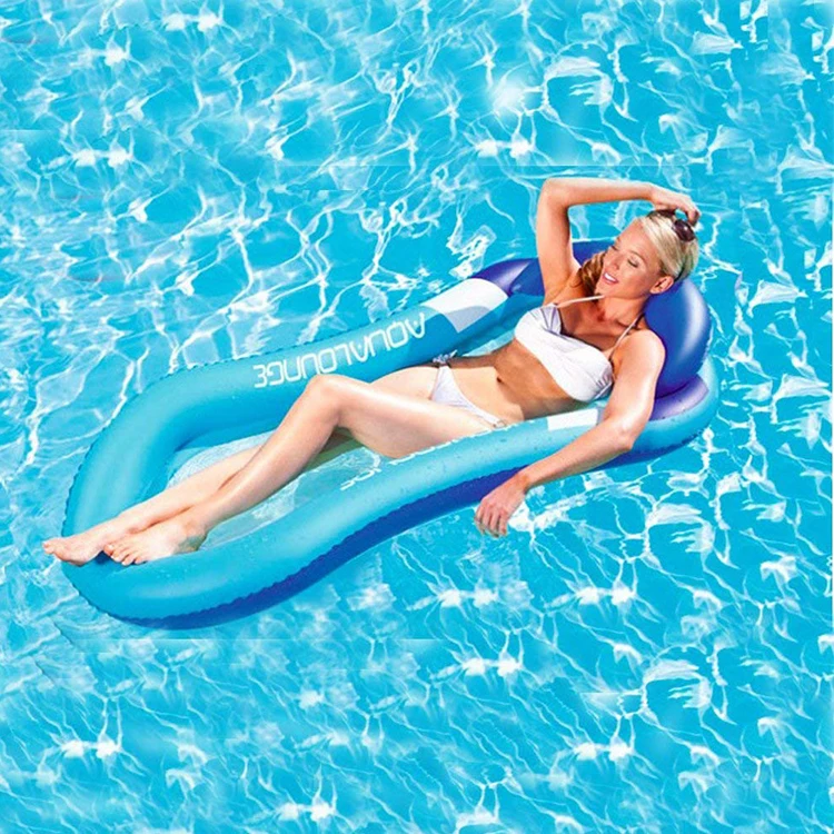 

Blue Inflatable Water Floating Hammock Air Bed Swimming Pool Lounger