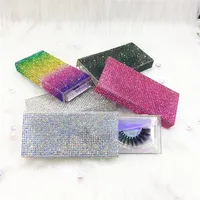 

Clear Rhinestones Empty Lash Case Pink Silver Bling Eyelash Box without Eyelashes 3d Mink lashes Box