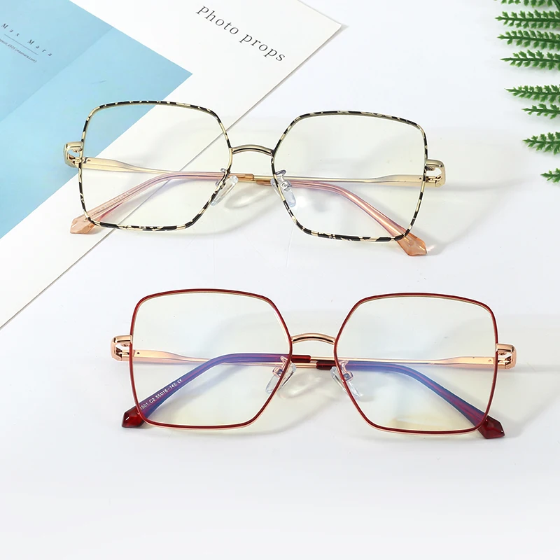 

SHINELOT 91501 Italian Design Trendy Metal Oversize Frames Anti Blue Light Optical Glasses Factory Wholesale