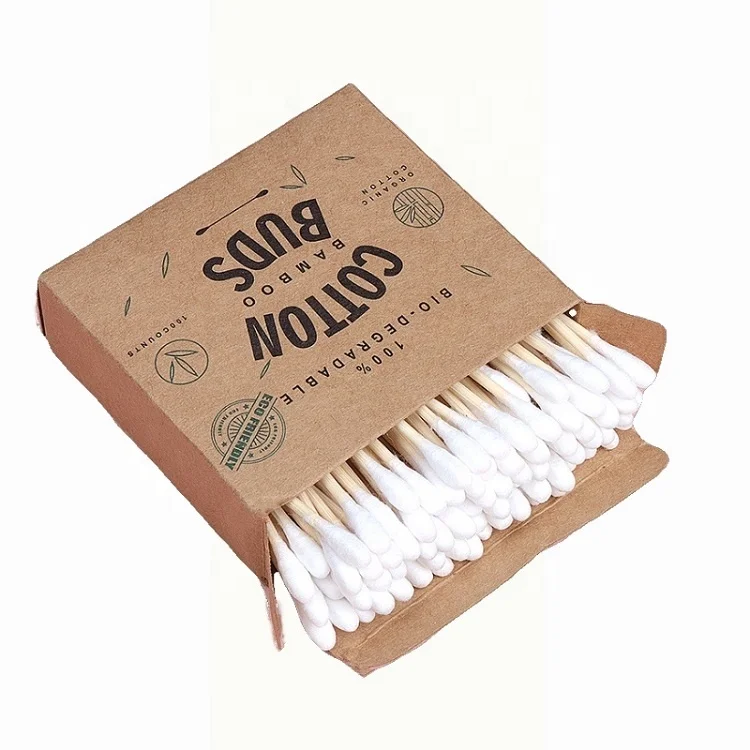 

Eco Friendly Round Double Headed Makeup Ear Cleaning Stick Organic Wooden Cotton Swabs Bud, Natural color