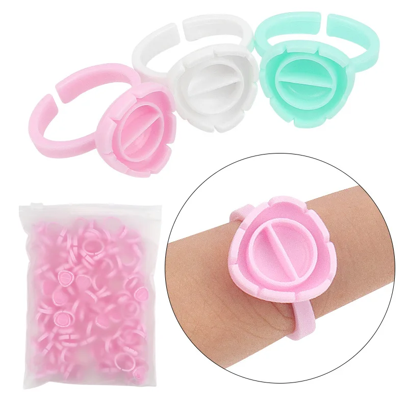 

100 Pcs/Pack Wholesale Price Grafting False Eyelashes Disposable Eyelash Glue Fan Cup Rings Holder Eyelash Extension Tool