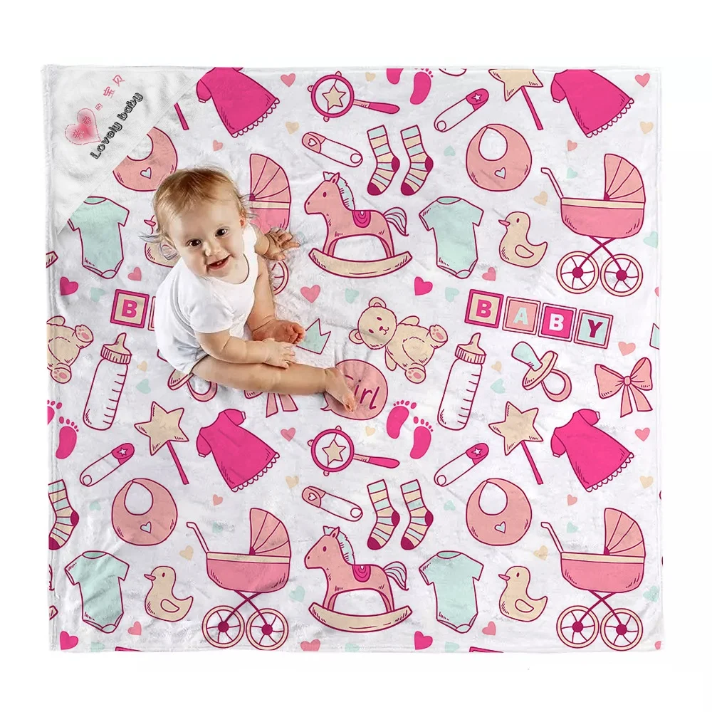 

Prosub Sublimation Swaddle Blanket Polyester Towel Blankets Custom Print Milestone Blank Sublimation Baby Blanket With Hat