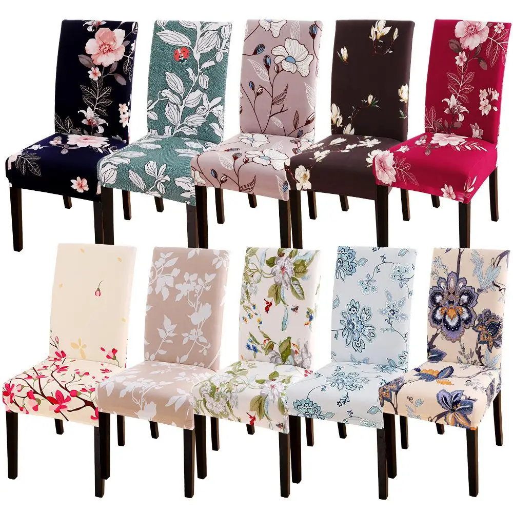 

Factory Direct Supply General Elastic Dustproof Chair Cover Flower Four Feasons General Dining Chair Cover One-piece Chair Cover, As picture