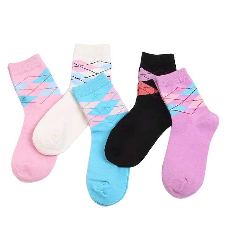 

Wenlyshine RTS ready in stock wholesale custom womens socks bamboo argyle socks for daily dress, Black,purple,pink,white,blue